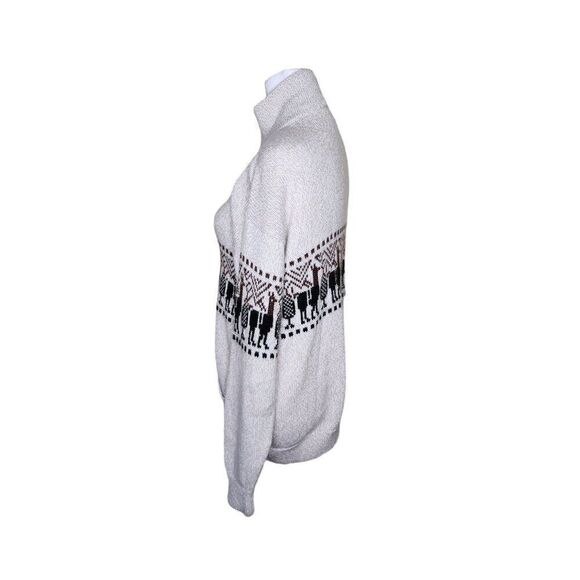 Vintage 80s Artesanias Peru Alpaca Zip Up Cardigan Sweater Womens Size L Brown - Picture 6 of 8